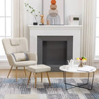 Hausfame Faux Leather Wingback Chairs with Ottoman Accent Chairs Living Room Chairs