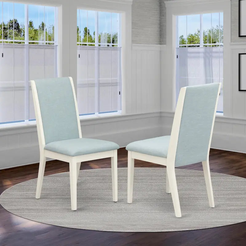  Lancy Parson Chairs - Linen Fabric Padded Dining Chairs, Set of 2, (Finish Options)