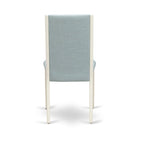 Lancy Parson Chairs - Linen Fabric Padded Dining Chairs, Set of 2, (Finish Options)
