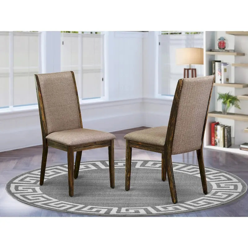 Lancy Parson Chairs - Linen Fabric Padded Dining Chairs, Set of 2, (Finish Options)