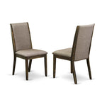 Lancy Parson Chairs - Linen Fabric Padded Dining Chairs, Set of 2, (Finish Options)