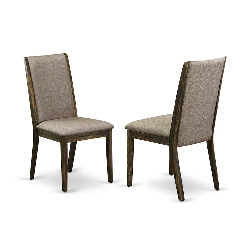 Lancy Parson Chairs - Linen Fabric Padded Dining Chairs, Set of 2, (Finish Options)