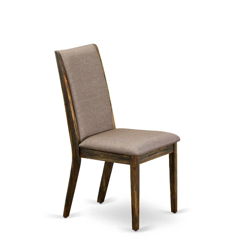Lancy Parson Chairs - Linen Fabric Padded Dining Chairs, Set of 2, (Finish Options)
