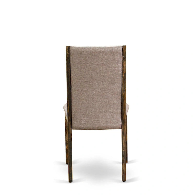 Lancy Parson Chairs - Linen Fabric Padded Dining Chairs, Set of 2, (Finish Options)