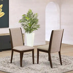 Lancy Parson Chairs - Linen Fabric Padded Dining Chairs, Set of 2, (Finish Options)