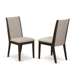 Lancy Parson Chairs - Linen Fabric Padded Dining Chairs, Set of 2, (Finish Options)