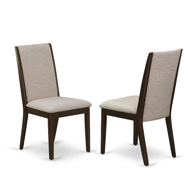 Lancy Parson Chairs - Linen Fabric Padded Dining Chairs, Set of 2, (Finish Options)