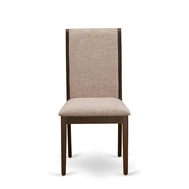 Lancy Parson Chairs - Linen Fabric Padded Dining Chairs, Set of 2, (Finish Options)