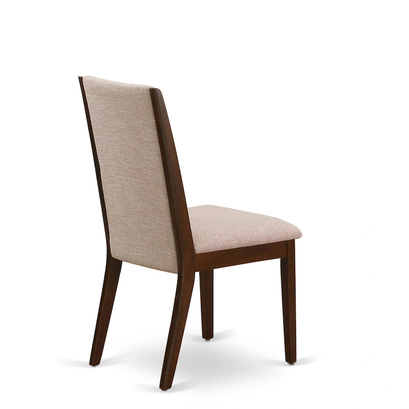 Lancy Parson Chairs - Linen Fabric Padded Dining Chairs, Set of 2, (Finish Options)