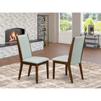 Lancy Parson Chairs - Linen Fabric Padded Dining Chairs, Set of 2, (Finish Options)