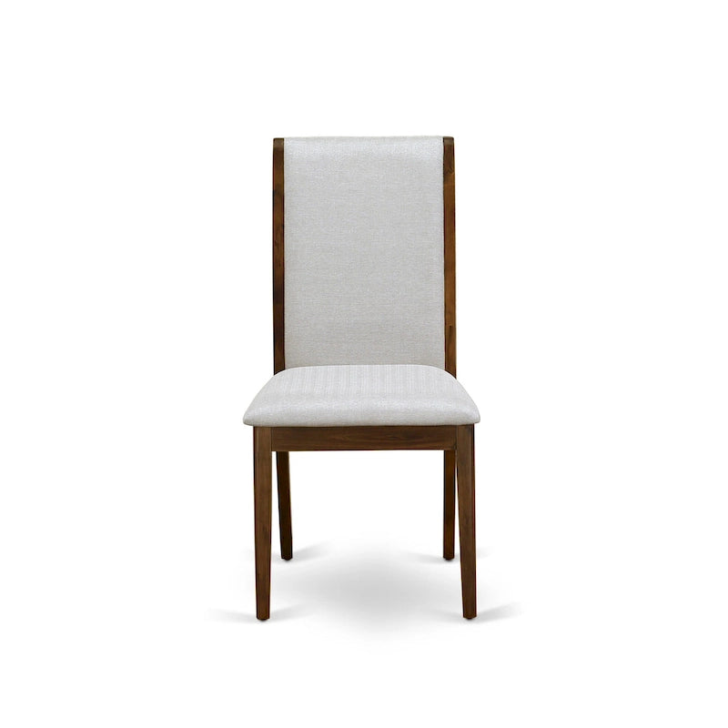 Lancy Parson Chairs - Linen Fabric Padded Dining Chairs, Set of 2, (Finish Options)