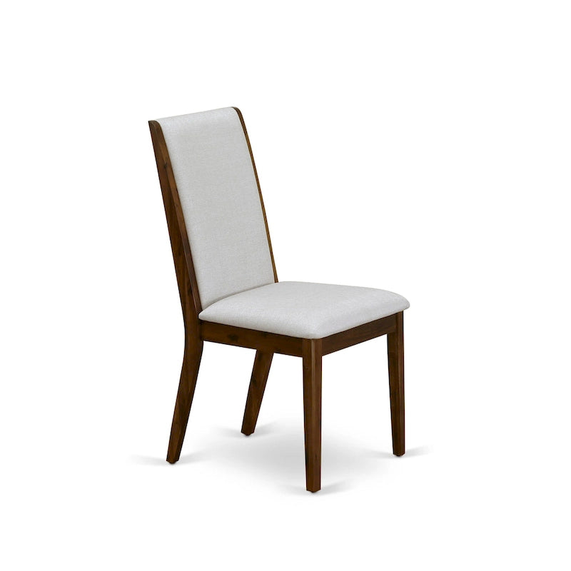Lancy Parson Chairs - Linen Fabric Padded Dining Chairs, Set of 2, (Finish Options)