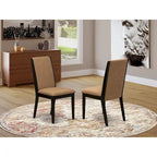 Lancy Parson Chairs - Linen Fabric Padded Dining Chairs, Set of 2, (Finish Options)
