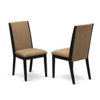 Lancy Parson Chairs - Linen Fabric Padded Dining Chairs, Set of 2, (Finish Options)