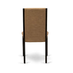 Lancy Parson Chairs - Linen Fabric Padded Dining Chairs, Set of 2, (Finish Options)