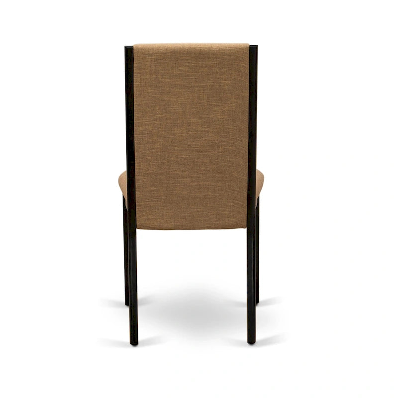 Lancy Parson Chairs - Linen Fabric Padded Dining Chairs, Set of 2, (Finish Options)