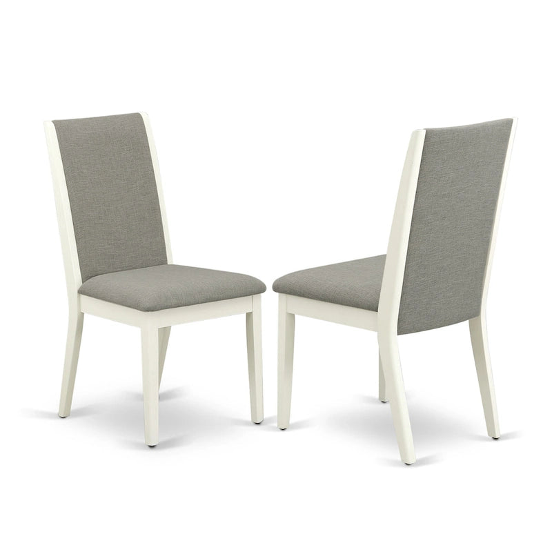 Lancy Parson Chairs - Linen Fabric Padded Dining Chairs, Set of 2, (Finish Options)