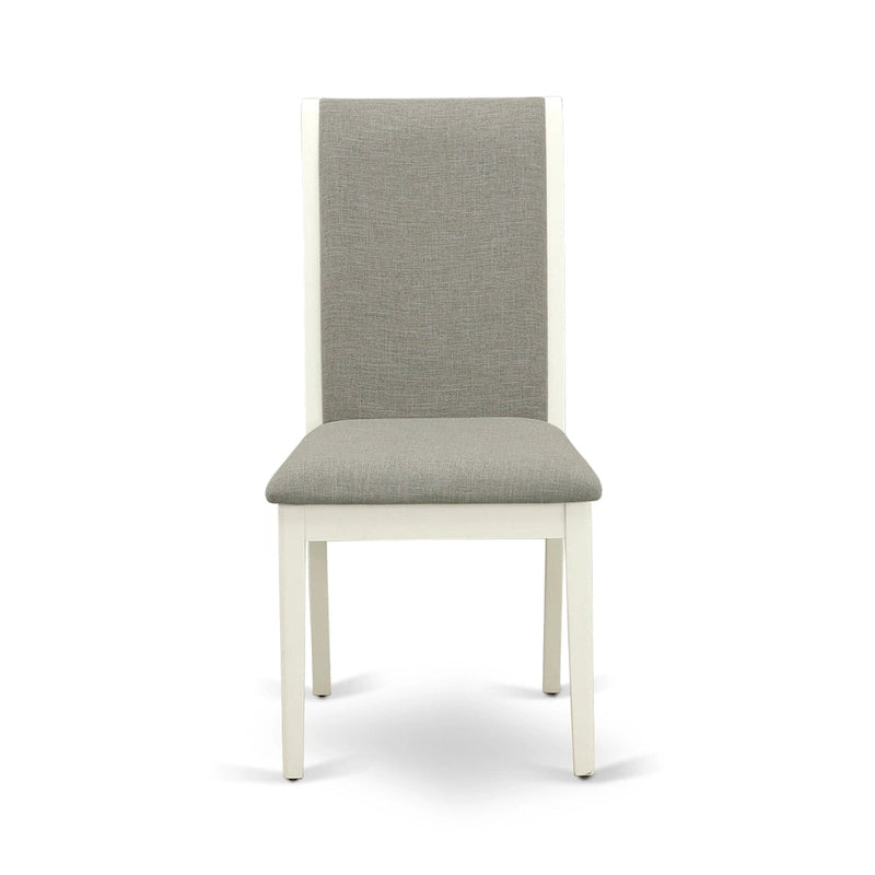 Lancy Parson Chairs - Linen Fabric Padded Dining Chairs, Set of 2, (Finish Options)