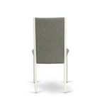 Lancy Parson Chairs - Linen Fabric Padded Dining Chairs, Set of 2, (Finish Options)