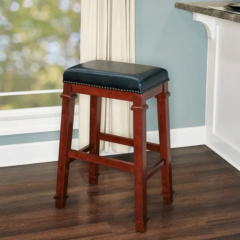  Elle Black Faux Leather Backless 31.01-inch Bar Stool