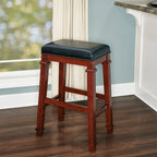  Elle Black Faux Leather Backless 31.01-inch Bar Stool