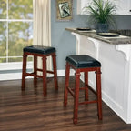 Elle Black Faux Leather Backless 31.01-inch Bar Stool