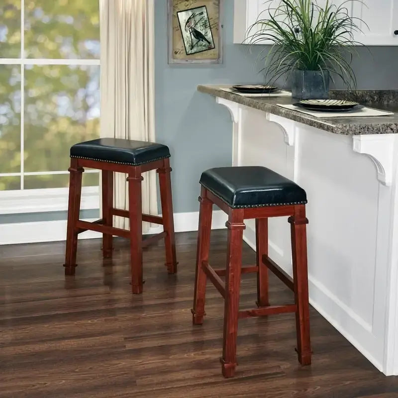 Elle Black Faux Leather Backless 31.01-inch Bar Stool