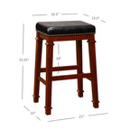 Elle Black Faux Leather Backless 31.01-inch Bar Stool