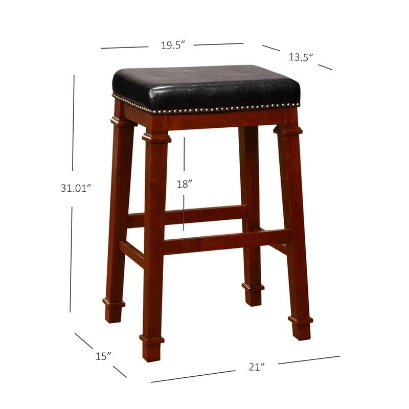 Elle Black Faux Leather Backless 31.01-inch Bar Stool