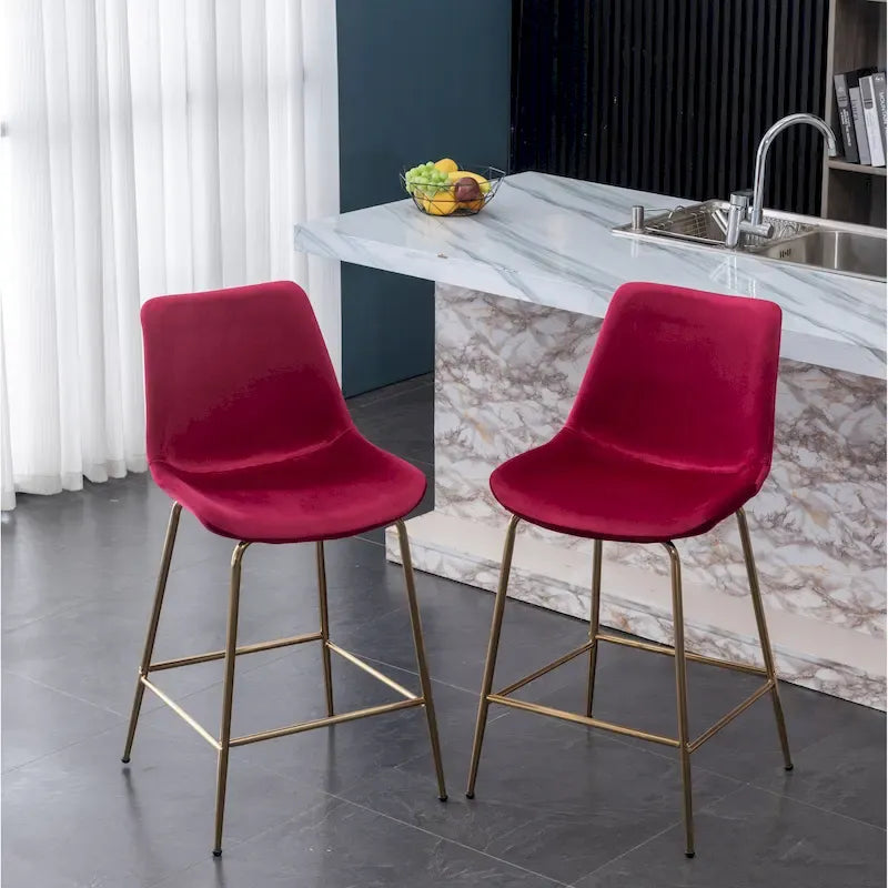 Modern Velvet 26.50 Counter Height Stool (Set of 2)