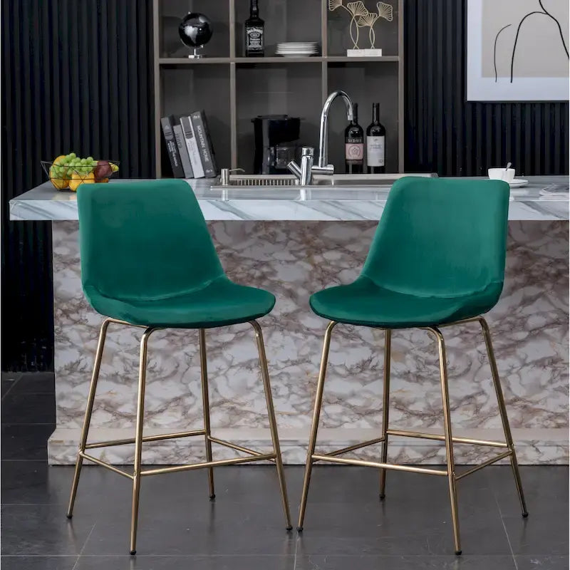 Modern Velvet 26.50 Counter Height Stool (Set of 2)