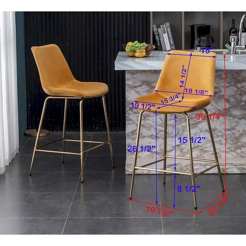 Modern Velvet 26.50 Counter Height Stool (Set of 2)