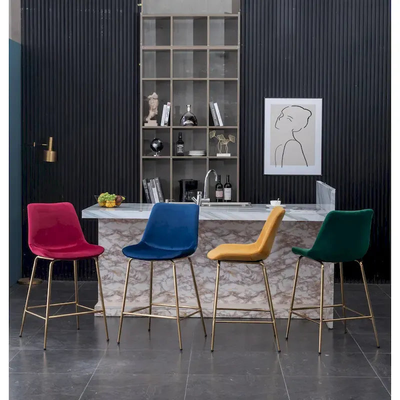 Modern Velvet 26.50 Counter Height Stool (Set of 2)