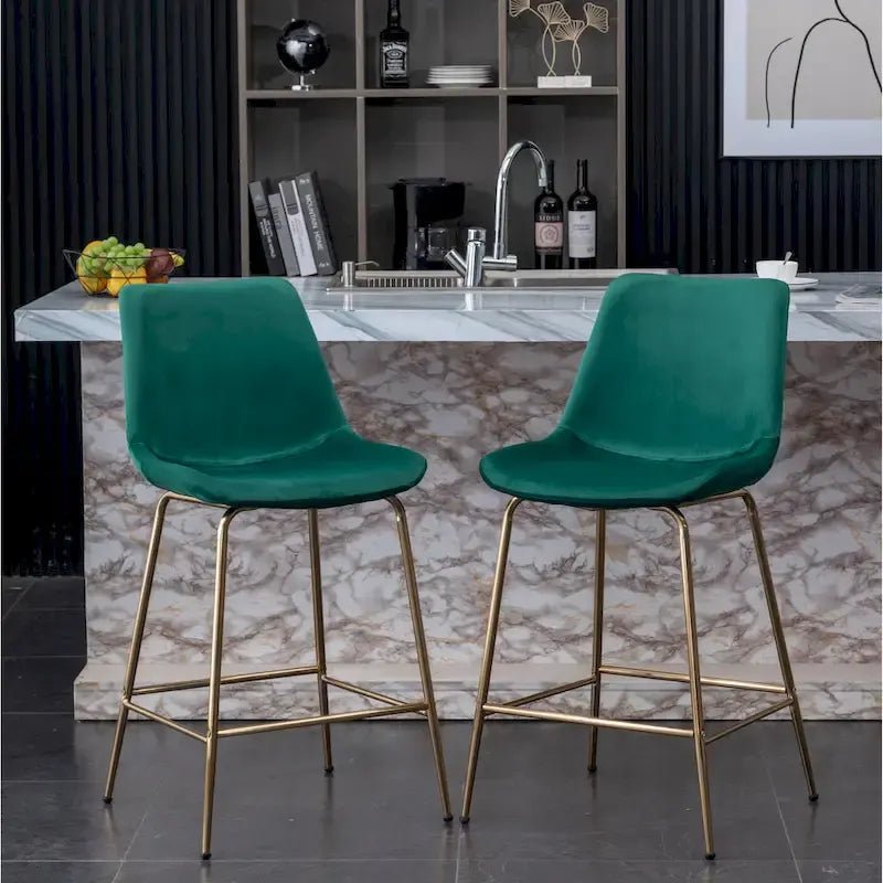 Modern Velvet 26.50 Counter Height Stool (Set of 2)