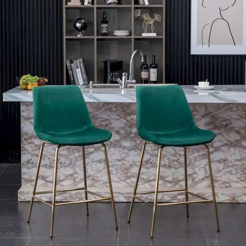 Modern Velvet 26.50 Counter Height Stool (Set of 2)