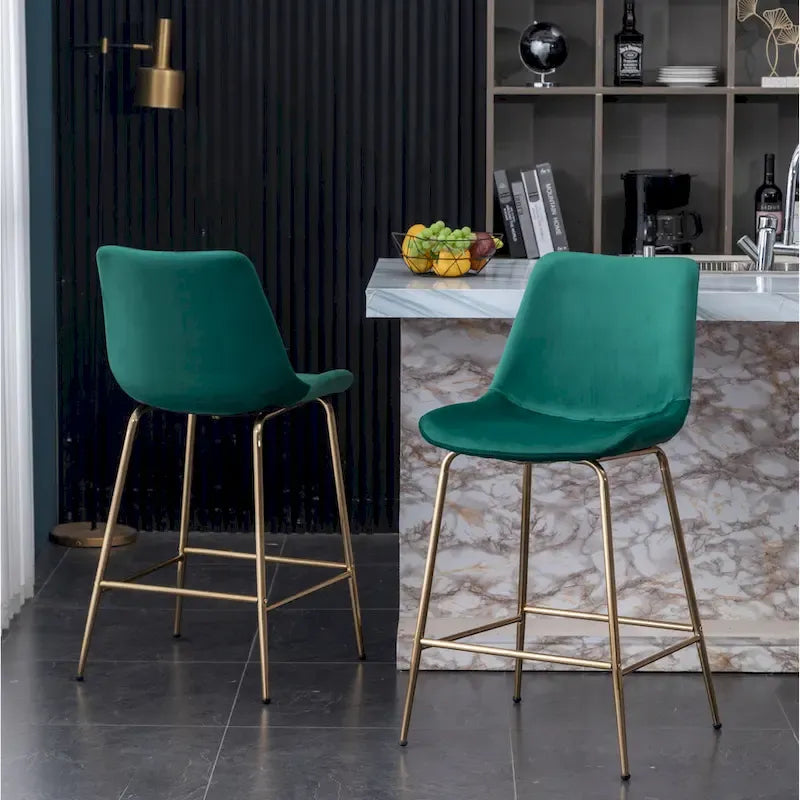 Modern Velvet 26.50 Counter Height Stool (Set of 2)