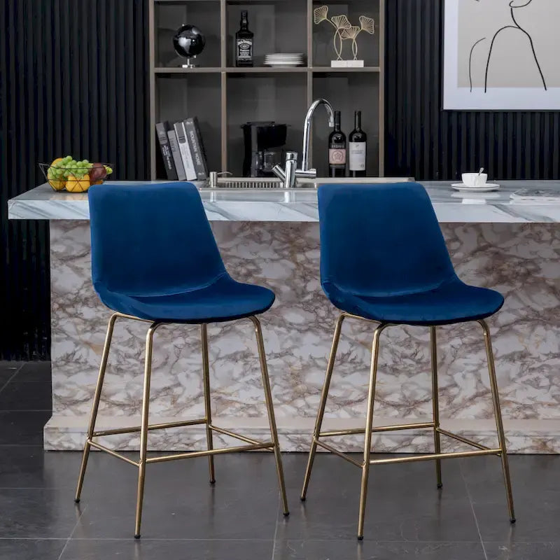 Modern Velvet 26.50 Counter Height Stool (Set of 2)