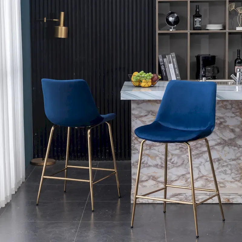 Modern Velvet 26.50 Counter Height Stool (Set of 2)