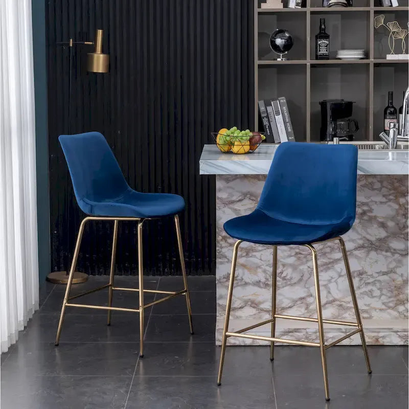 Modern Velvet 26.50 Counter Height Stool (Set of 2)