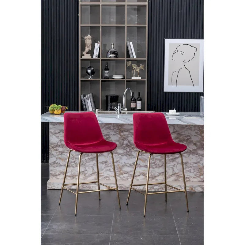 Modern Velvet 26.50 Counter Height Stool (Set of 2)