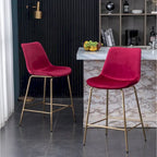Modern Velvet 26.50 Counter Height Stool (Set of 2)