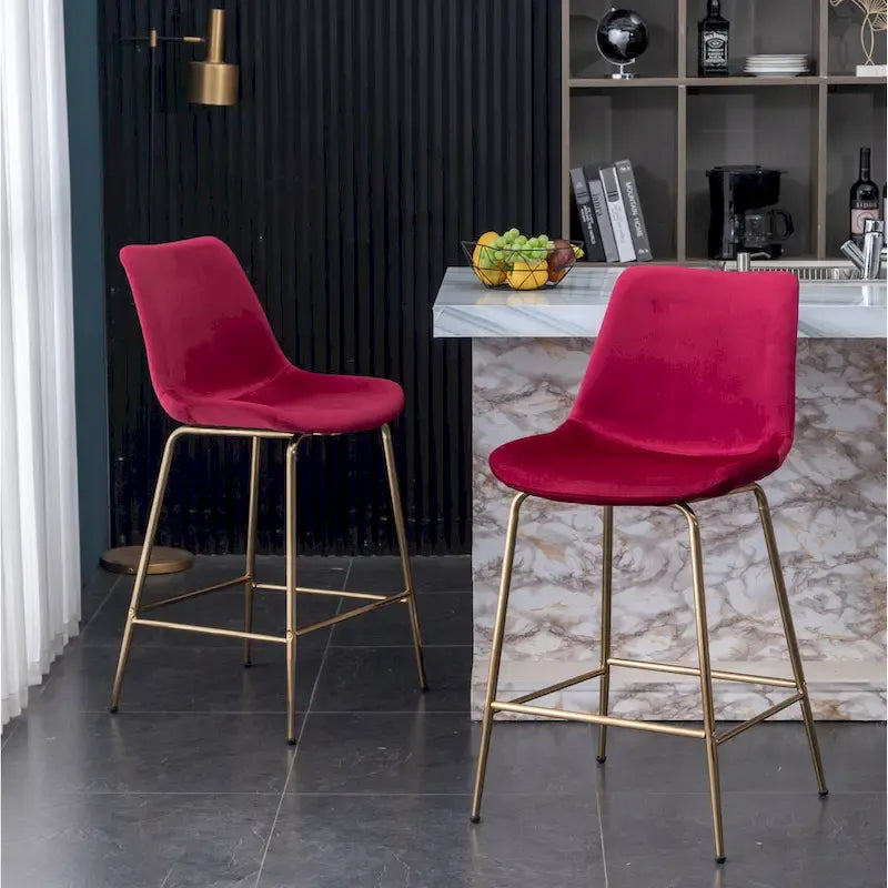 Modern Velvet 26.50 Counter Height Stool (Set of 2)
