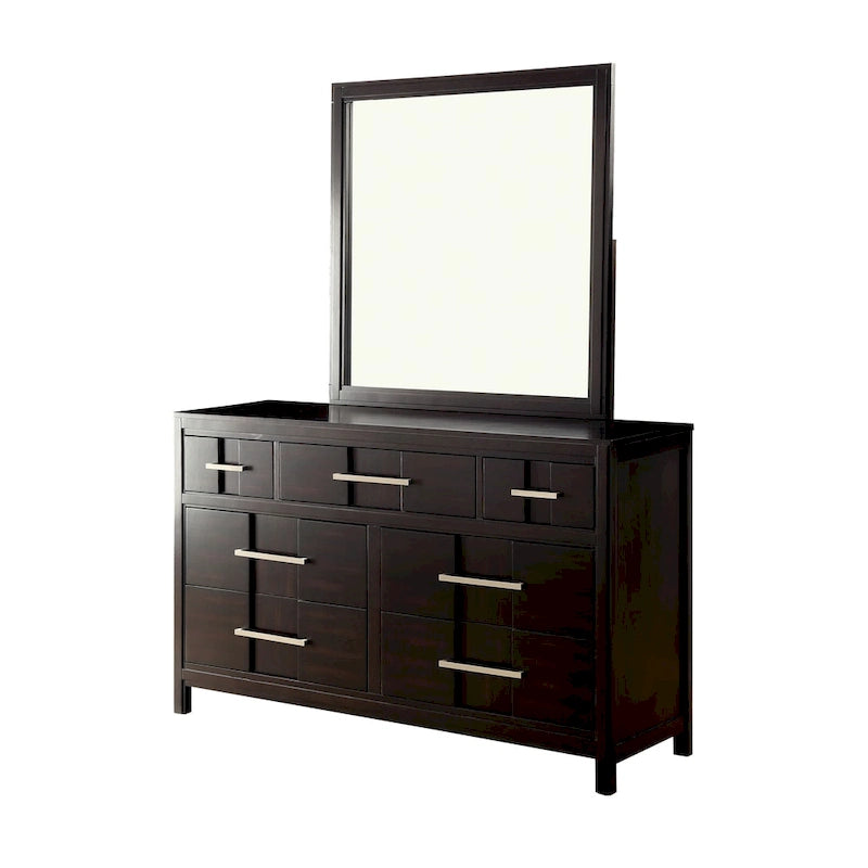 Tass Contemporary Wood 7-Drawer 2-piece Dresser and Mirror Set by Furniture of America