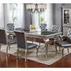   66-inch Glass Top Wood Dining Table