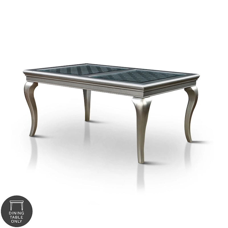 66-inch Glass Top Wood Dining Table