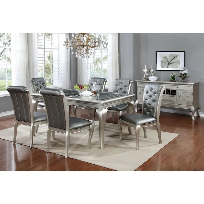 66-inch Glass Top Wood Dining Table