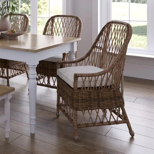 Bayside Curvilinear Rattan Cushioned Dining Chair by East at Main - 22x23x39
