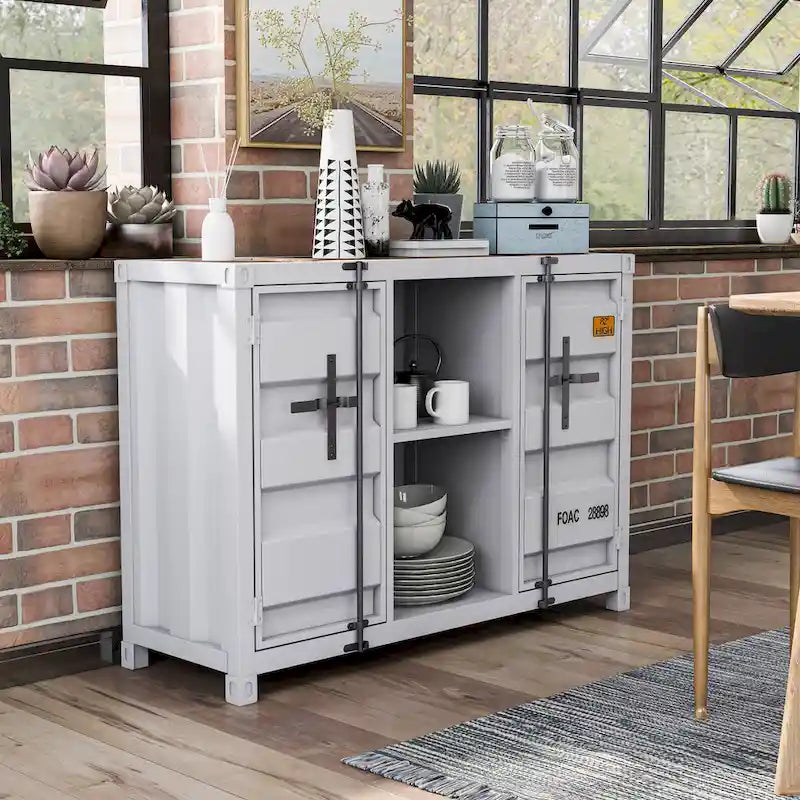 Kilcurry Industrial 46-inch Steel 6-Shelf Console Table by 