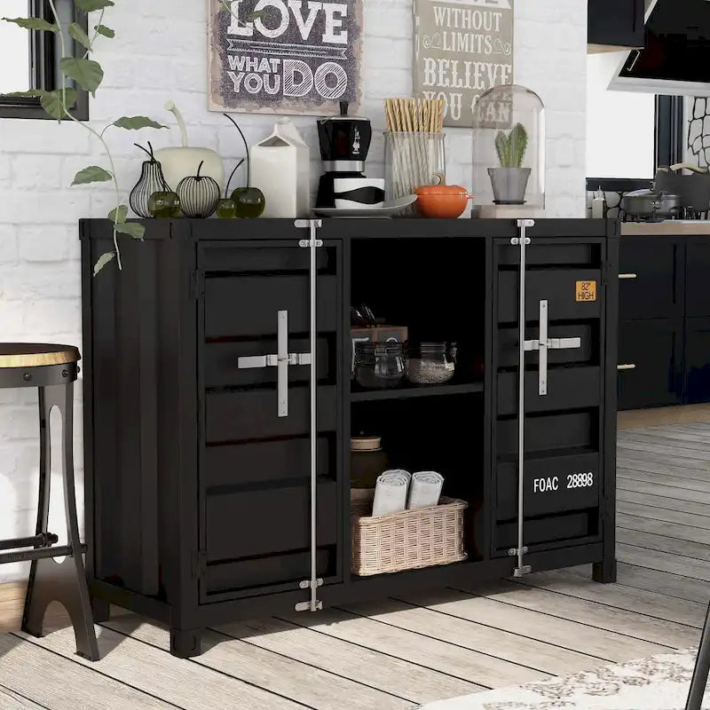 Kilcurry Industrial 46-inch Steel 6-Shelf Console Table by