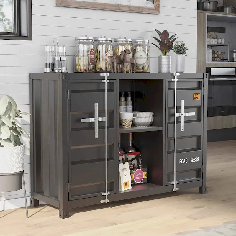 Kilcurry Industrial 46-inch Steel 6-Shelf Console Table by